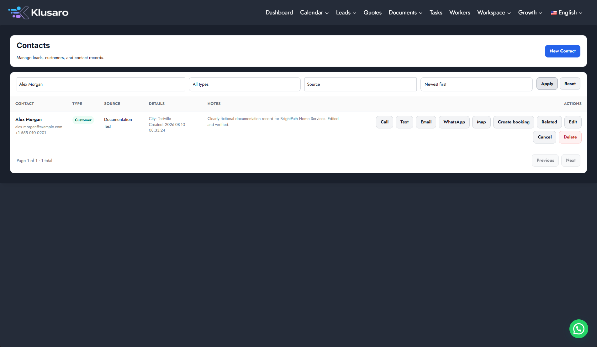 Show finding contacts